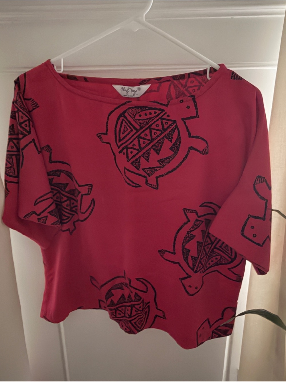 Vintage Cheryl Tiegs Red Turtle Shirt Size 10